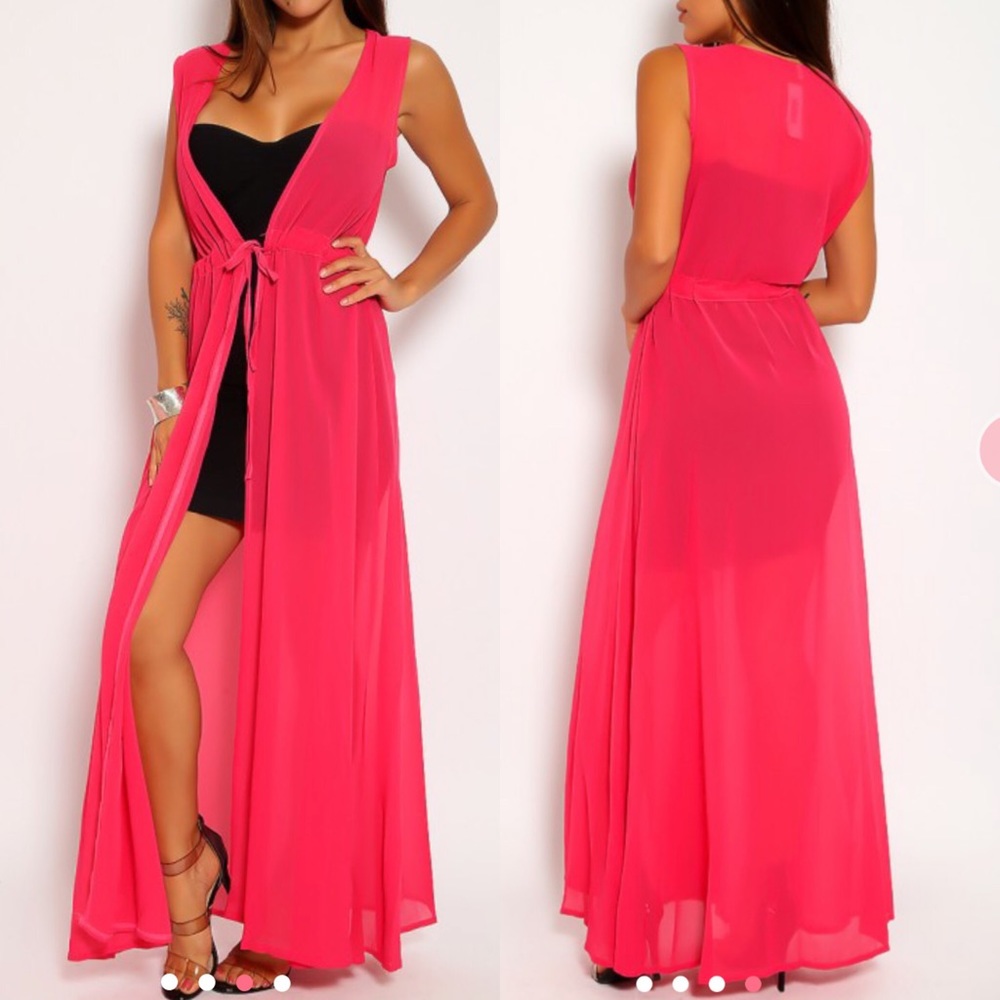 sleeveless tie front cover up